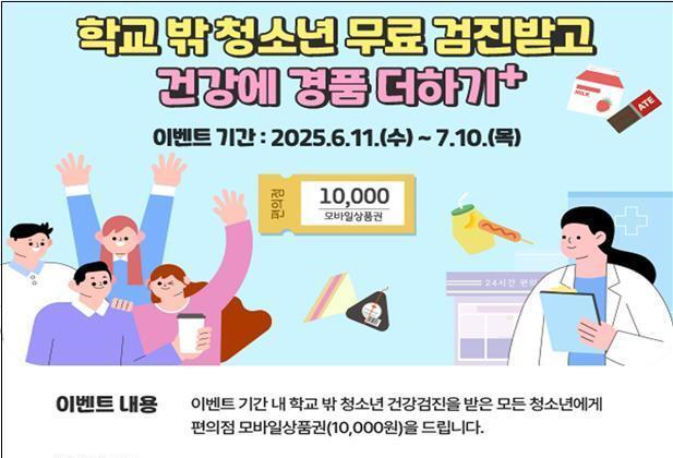 '학교 밖 청소년' 무료 건강검진 실시…모바일 상품권도 제공